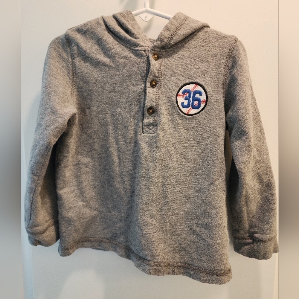 Kid's 4t Gray Baseball Hoodie Pullover Sweatshirt Fall Ball Spring Championship‎